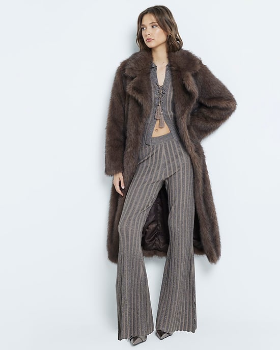 River Island Womens Trousers Khaki Flared Knit - Image 1