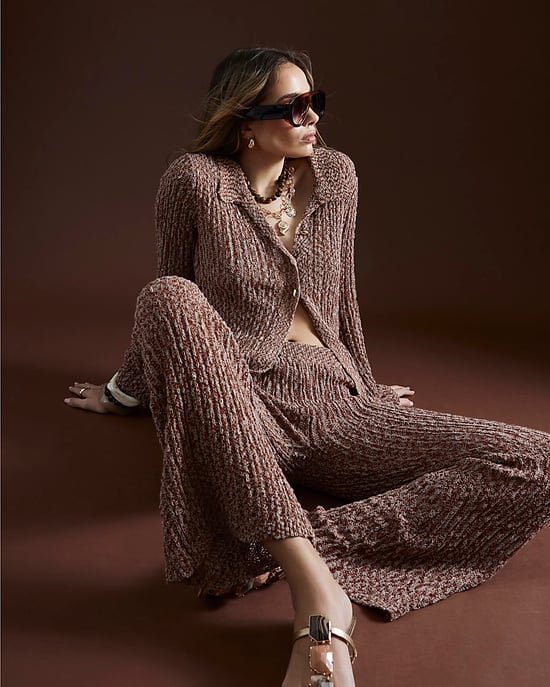 River Island Womens Flared Trousers Brown Knitted - Image 3
