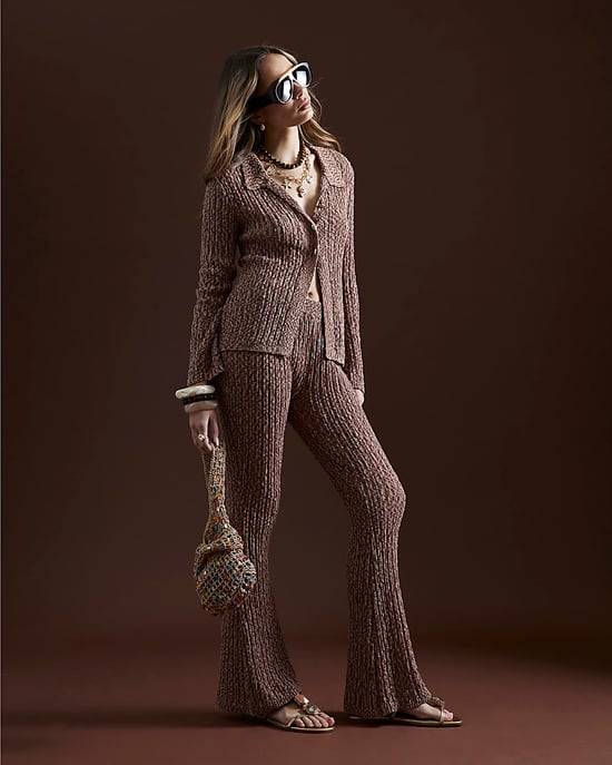 River Island Womens Flared Trousers Brown Knitted - Image 5