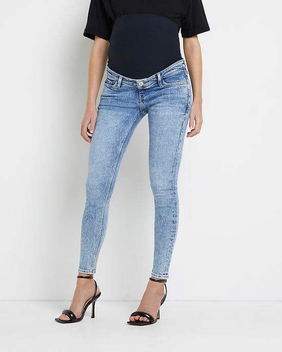River Island Womens Skinny Jeans Blue Mid Rise Maternity - Image 1