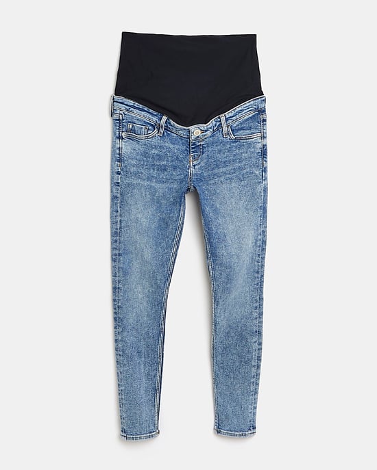 River Island Womens Skinny Jeans Blue Mid Rise Maternity - Image 4