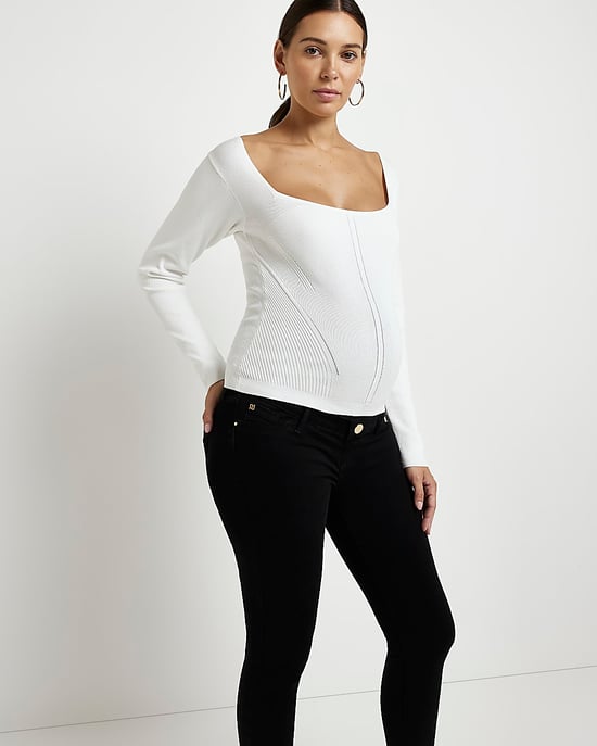 River Island Womens Skinny Jeans Black Molly Mid Rise Maternity - Image 3