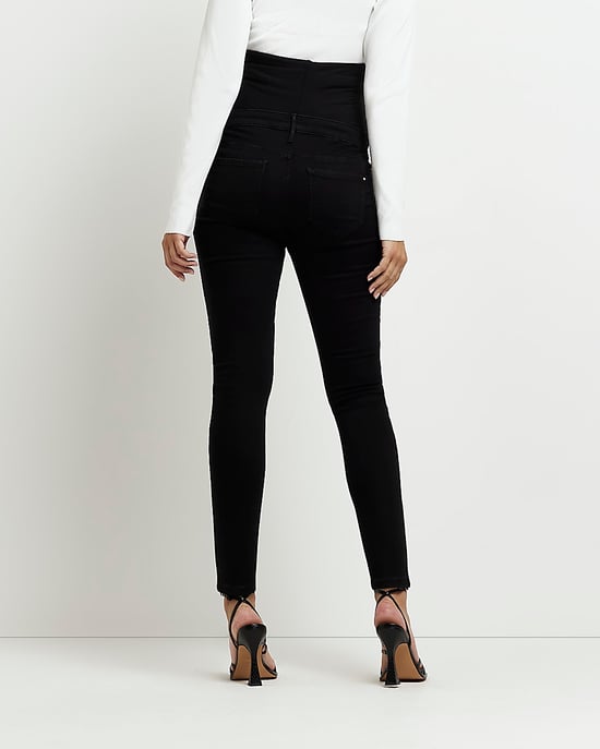 River Island Womens Skinny Jeans Black Molly Mid Rise Maternity - Image 4