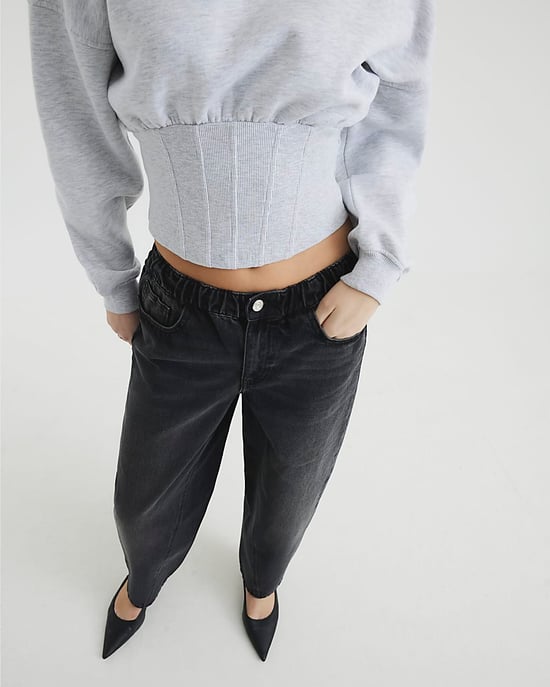 River Island Womens Barrel Jeans Black Elasticated Waist - Image 2
