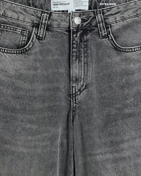 River Island Womens Wide Leg Jeans Grey Denim Mid Rise - Image 4