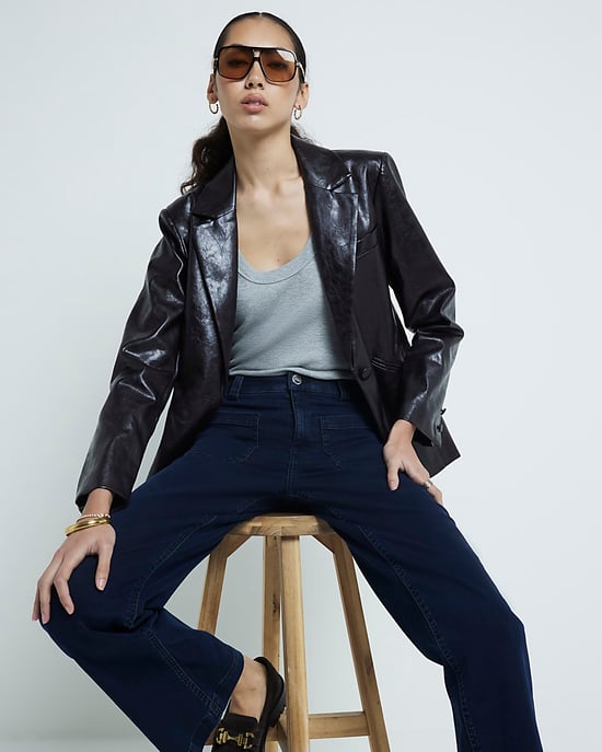 River Island Womens Wide Leg Jeans Indigo Pocket Front - Image 2
