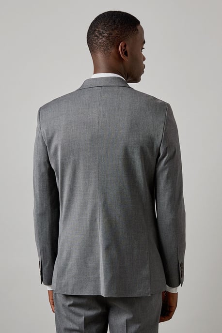 Mid Grey Twill Slim Fit Suit Jacket - Image 3