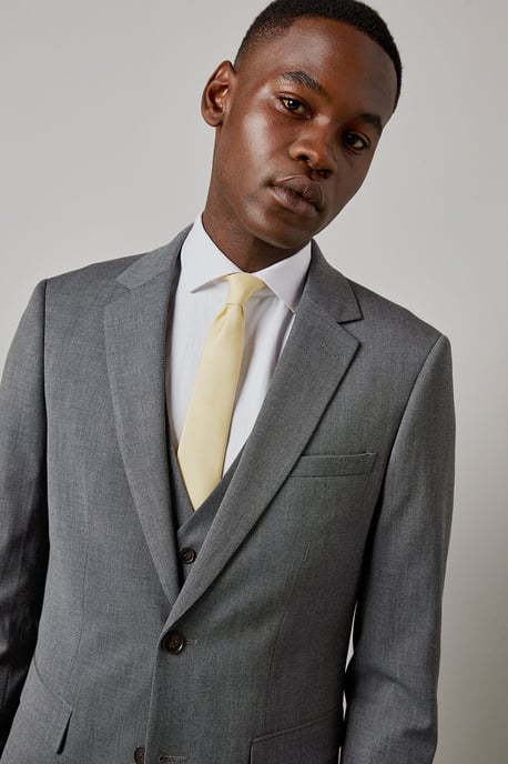 Mid Grey Twill Slim Fit Suit Jacket - Image 4