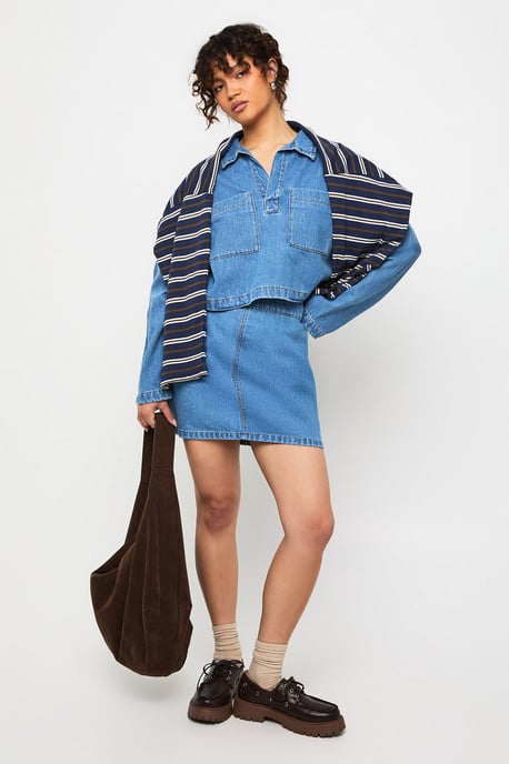 Denim Pocket Detail Mini Skirt - Image 3