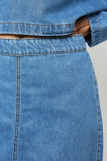 Denim Pocket Detail Mini Skirt - Image 4