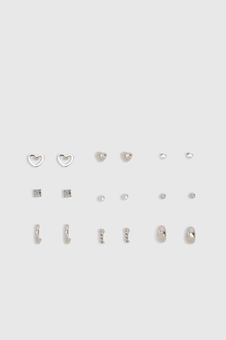 Silver Stud Earring 9 Pack - Image 1
