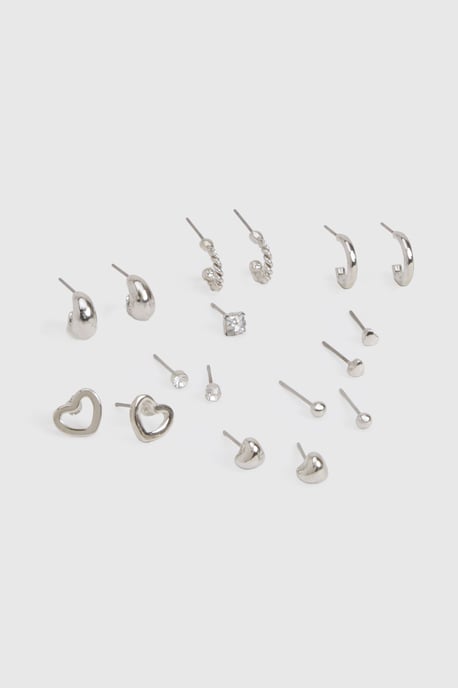 Silver Stud Earring 9 Pack - Image 2