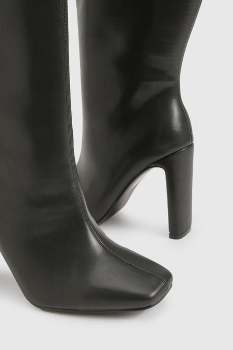 Wide Fit Square Toe Heeled Boots - Image 6