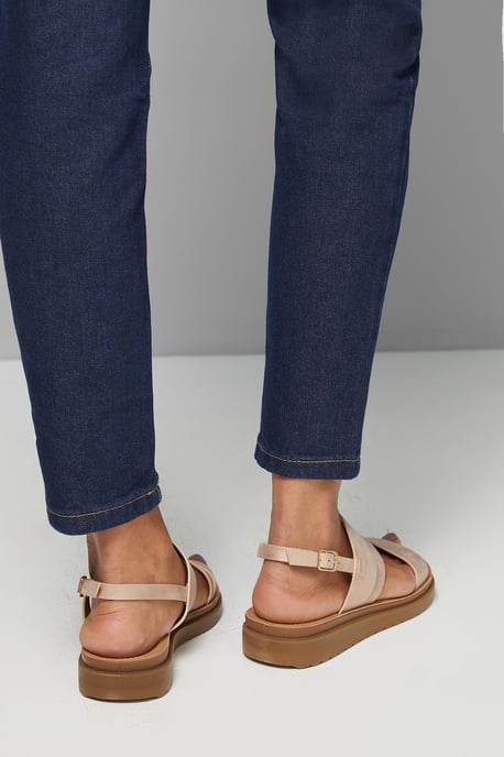 Good For The Sole: Wide Fit Ali Comfort Asymmetric Strap Low Wedge Sandals - Image 3