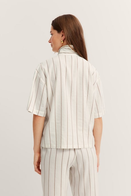 Bugatti Damen Gestreepte blouse van linnenmix - Image 2