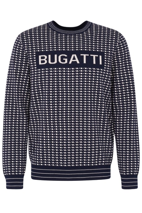 Bugatti Herren Trui met ronde hals en opvallende logoprint - Image 3