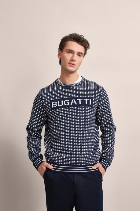Bugatti Herren Trui met ronde hals en opvallende logoprint - Image 4