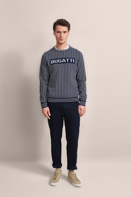 Bugatti Herren Trui met ronde hals en opvallende logoprint - Image 5