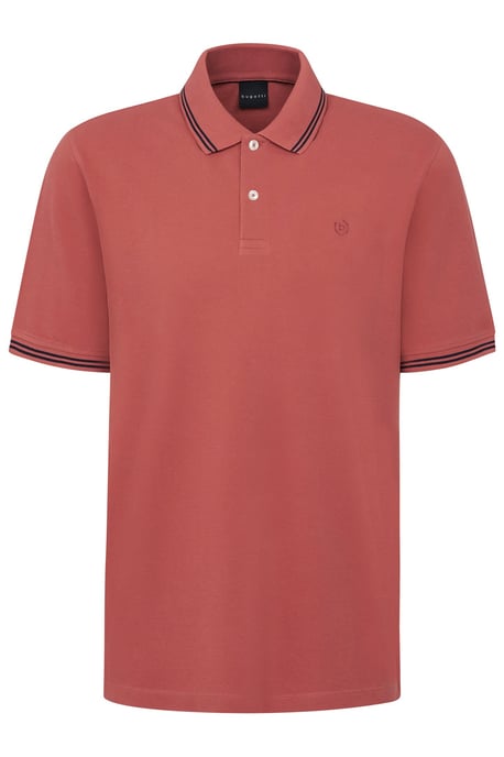 Bugatti Herren Polo met contrasterende strepen en borduursel op de borst - Image 3