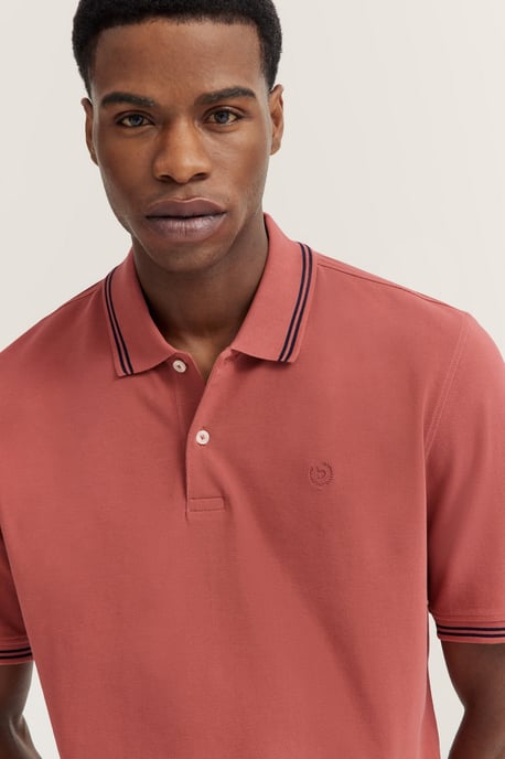 Bugatti Herren Polo met contrasterende strepen en borduursel op de borst - Image 4