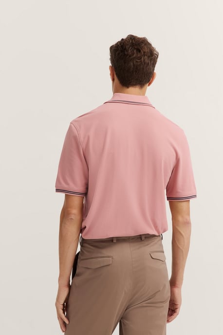 Bugatti Herren Polo met contrasterende strepen en borduursel op de borst - Image 2