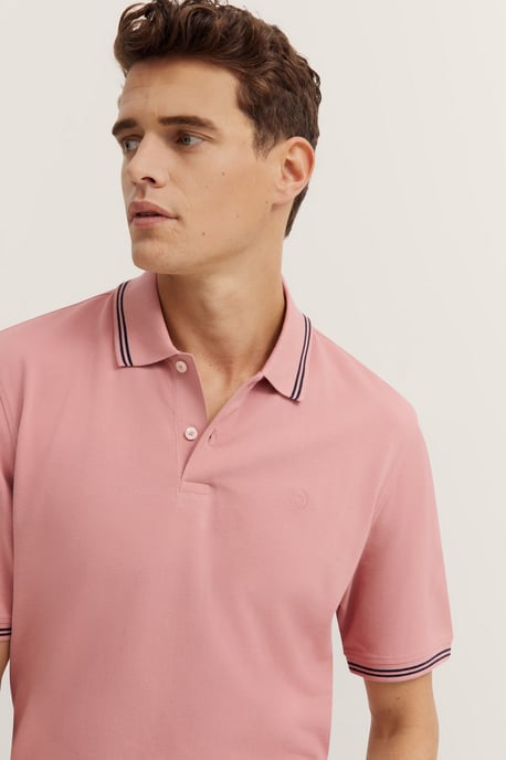 Bugatti Herren Polo met contrasterende strepen en borduursel op de borst - Image 4