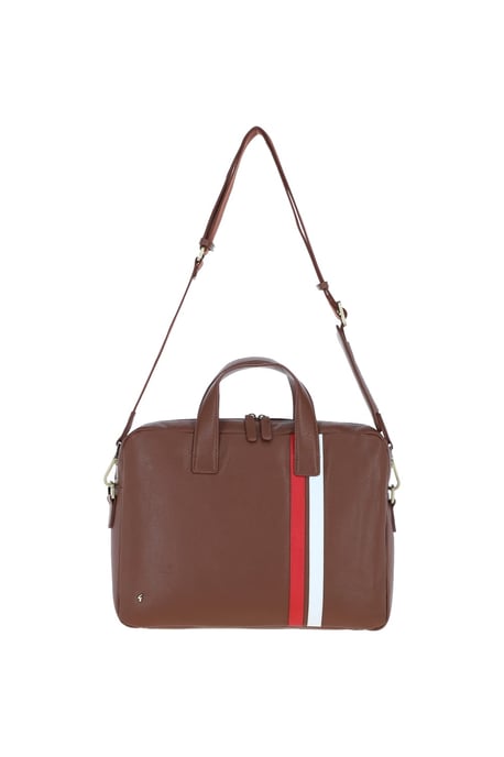 Real Leather Messenger Bag with Striped Front Detail - Image 2
