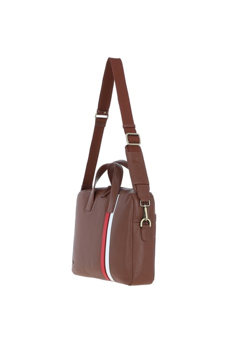 Real Leather Messenger Bag with Striped Front Detail - Image 3