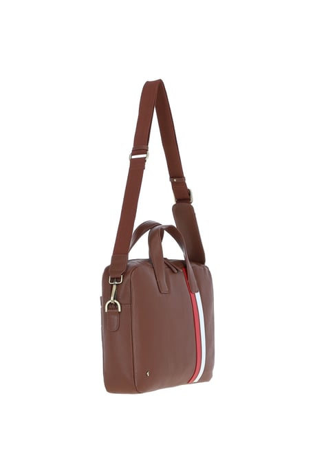 Real Leather Messenger Bag with Striped Front Detail - Image 5