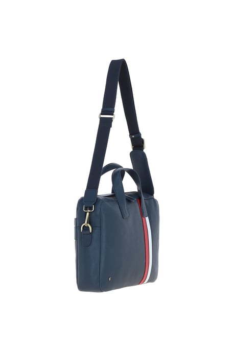 Real Leather Messenger Bag with Striped Front Detail - Image 4