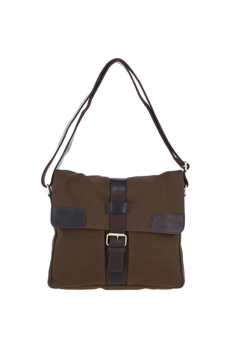 Genuine Leather X Canvas Unisex Crossbody Bag - Image 2