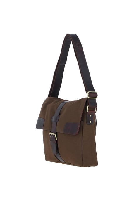 Genuine Leather X Canvas Unisex Crossbody Bag - Image 3