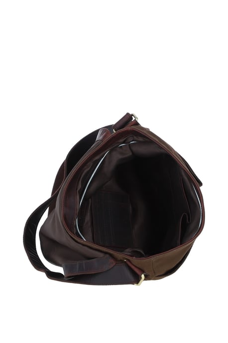 Genuine Leather X Canvas Unisex Crossbody Bag - Image 4