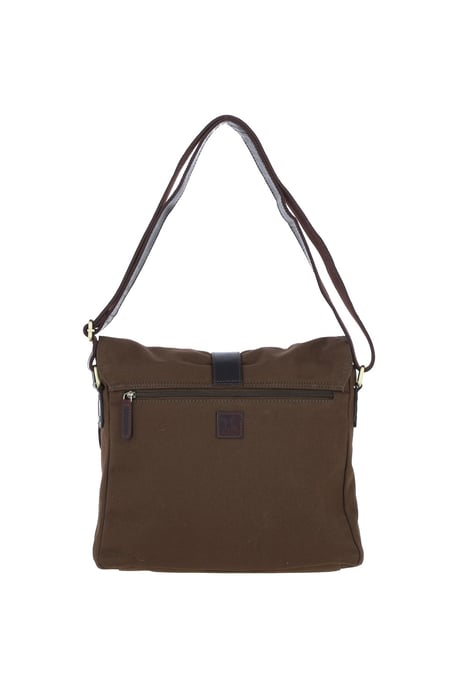 Genuine Leather X Canvas Unisex Crossbody Bag - Image 5