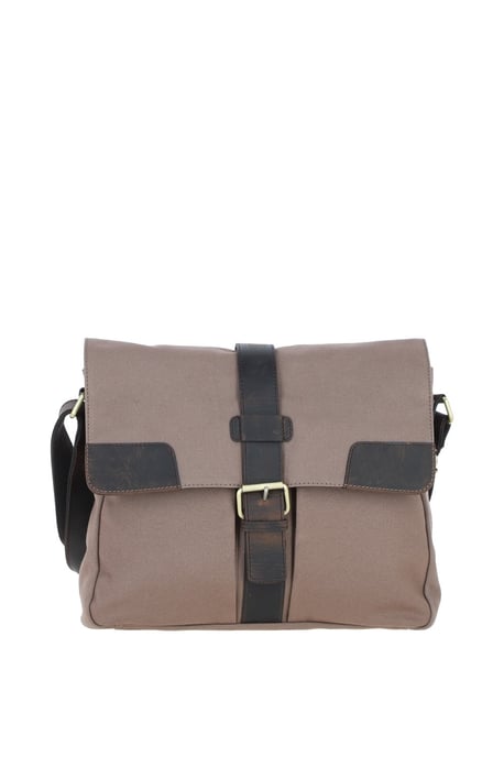 Genuine Leather X Canvas Unisex Crossbody Bag - Image 1