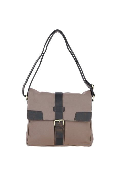 Genuine Leather X Canvas Unisex Crossbody Bag - Image 2