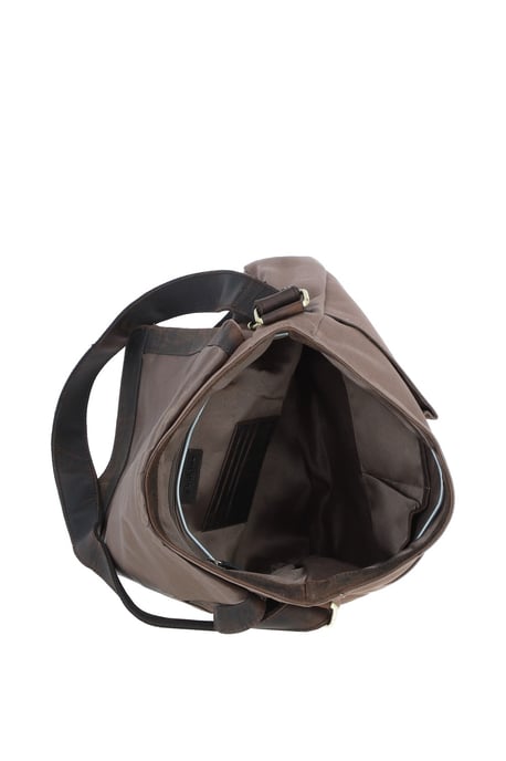 Genuine Leather X Canvas Unisex Crossbody Bag - Image 4