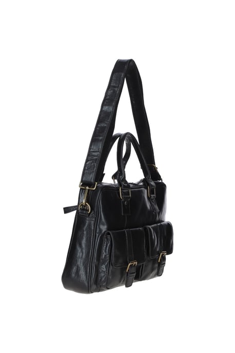 Executive Leather Laptop Bag with Buckle Pockets - Image 2