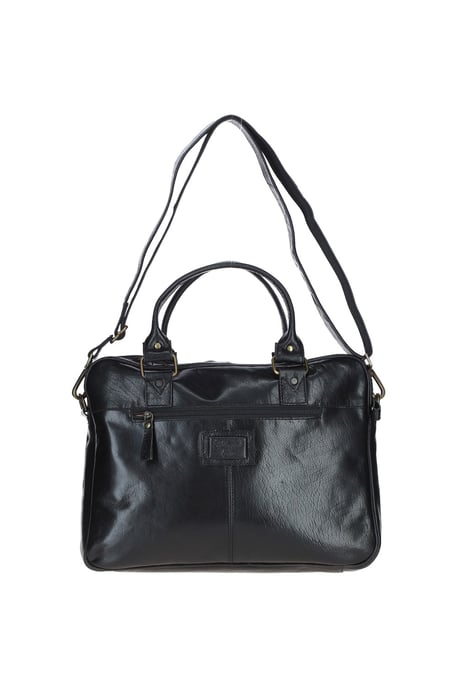 Executive Leather Laptop Bag with Buckle Pockets - Image 3