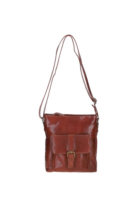 Compact Real Leather Messenger Bag with Front Buckle Pocket - Image 2
