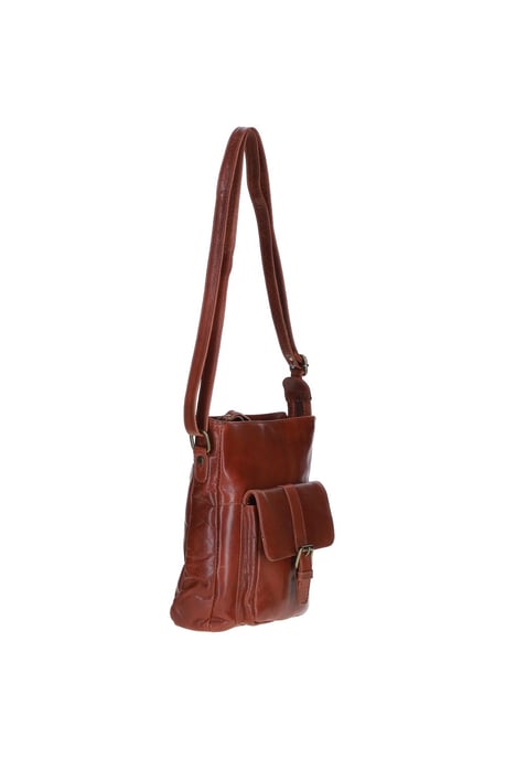 Compact Real Leather Messenger Bag with Front Buckle Pocket - Image 3