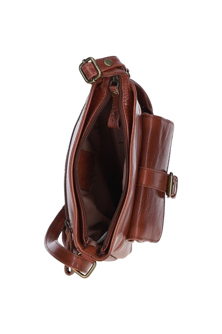 Compact Real Leather Messenger Bag with Front Buckle Pocket - Image 5