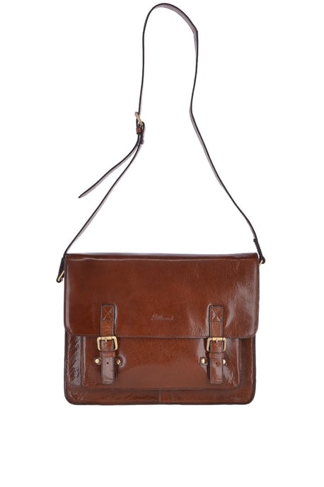 'Riccardo' Carry All Real Leather Messenger Bag - Image 2