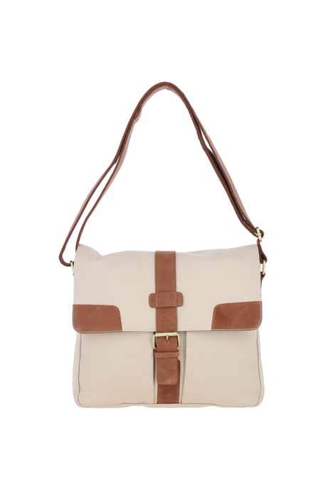 Genuine Leather X Canvas Unisex Crossbody Bag - Image 2