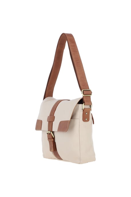 Genuine Leather X Canvas Unisex Crossbody Bag - Image 3