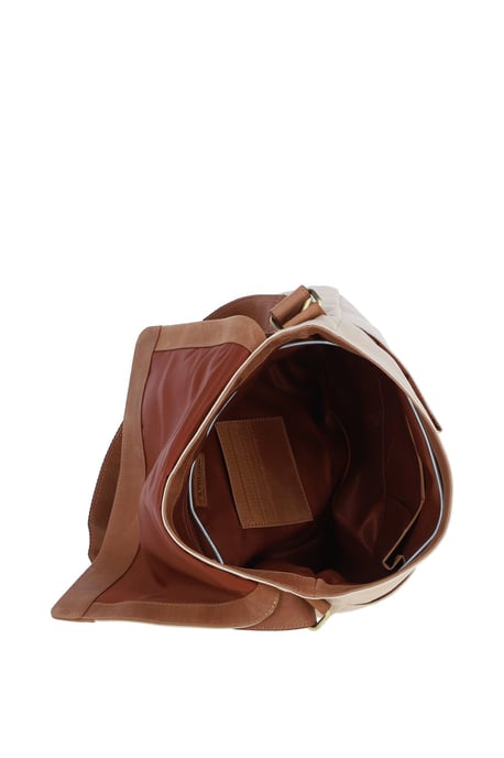 Genuine Leather X Canvas Unisex Crossbody Bag - Image 4