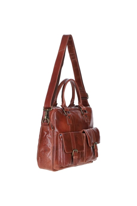 Executive Leather Laptop Bag with Buckle Pockets - Image 2