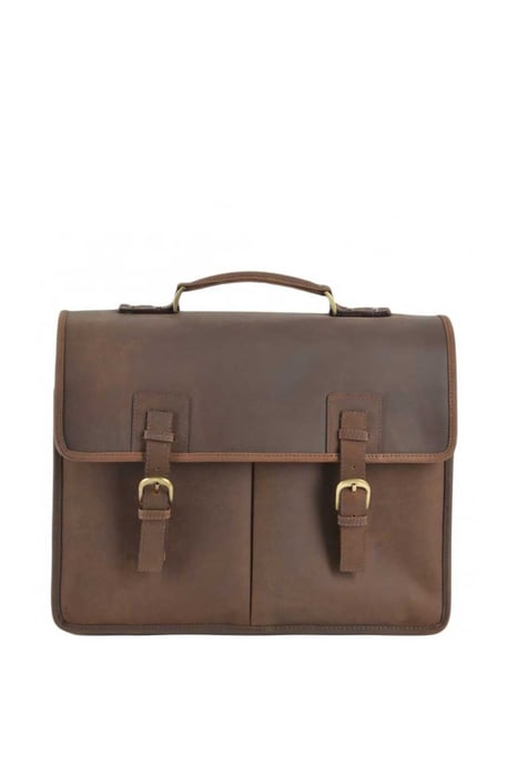 'Gareth' Triple Gusset Heavy Duty Real Leather Briefcase - Image 1