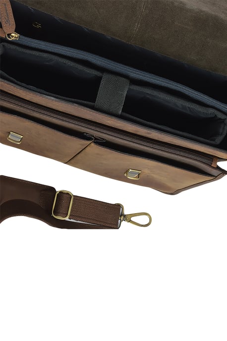 'Gareth' Triple Gusset Heavy Duty Real Leather Briefcase - Image 2