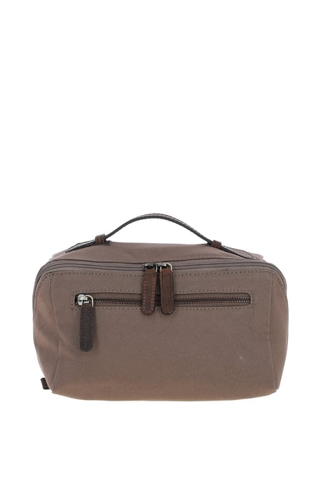 Real Leather X Canvas Washbag - Image 1